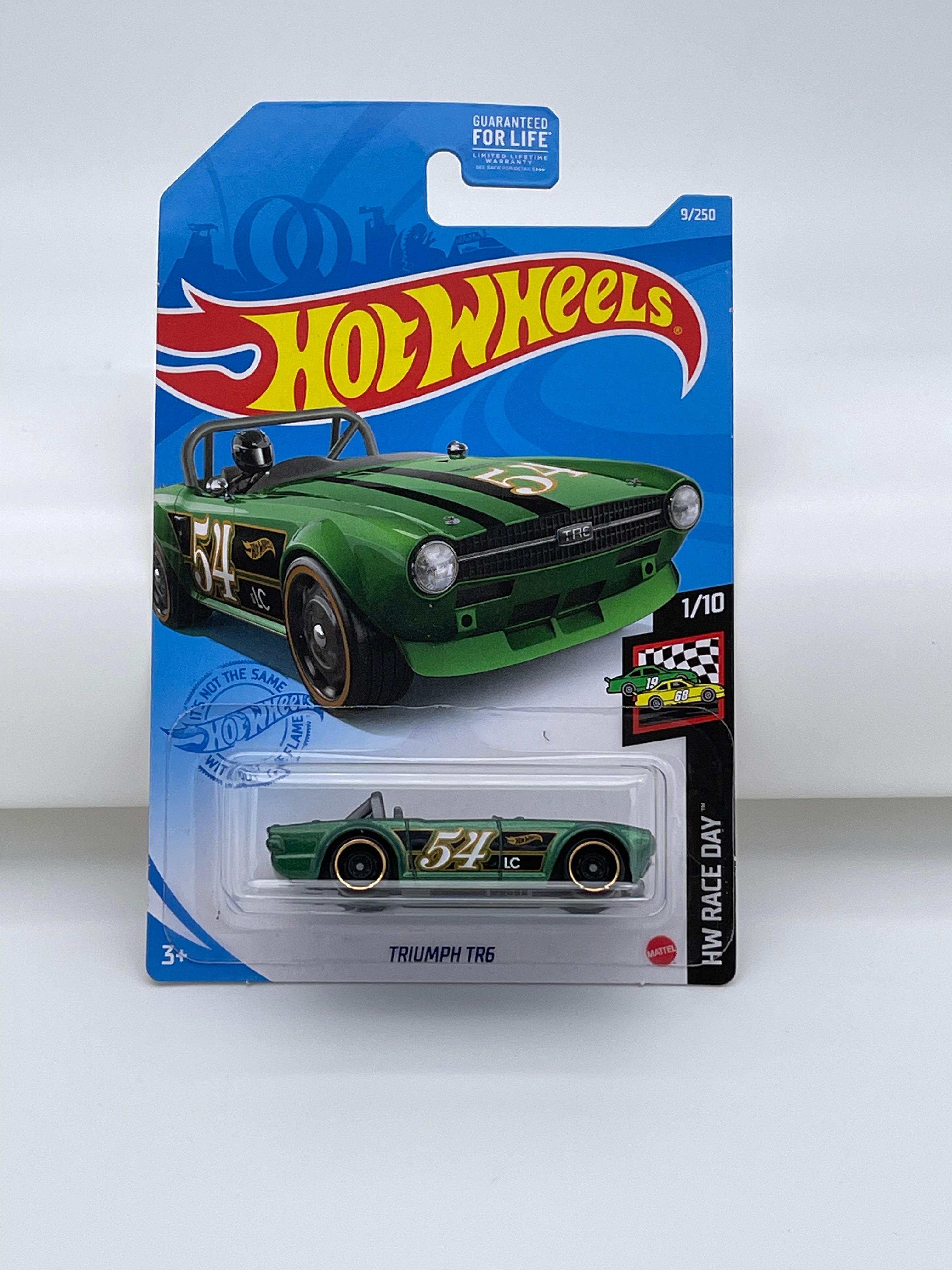 Hot Wheels Triumph TR6 Die-Cast Car - Race Day Series, Green, 1/10 Scale, 9/250