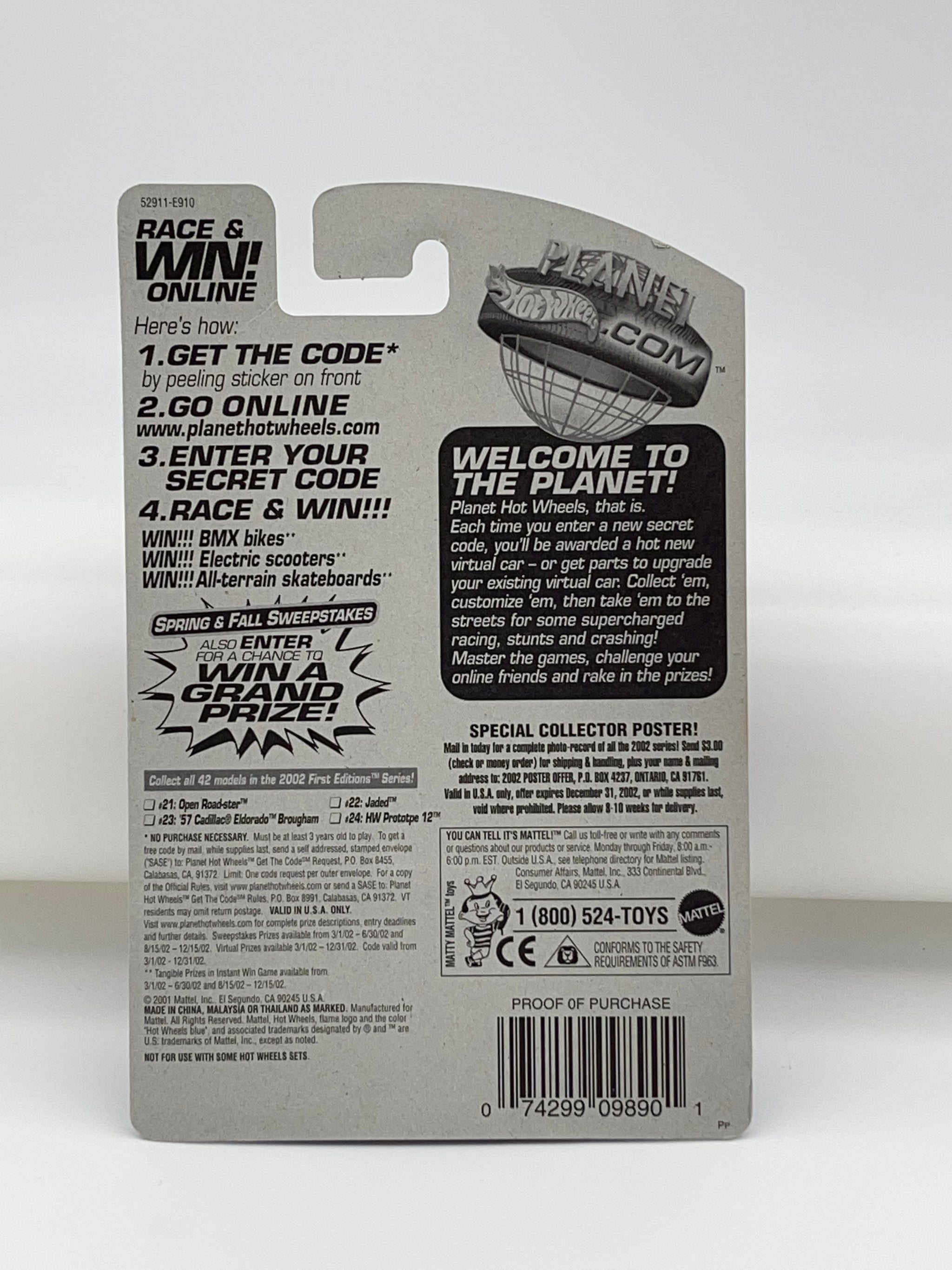Hot Wheels Jaded 2002 First Editions #034 – Purple 1:64 Die-Cast – 22 Of 42, Race & Win Online Variant Card